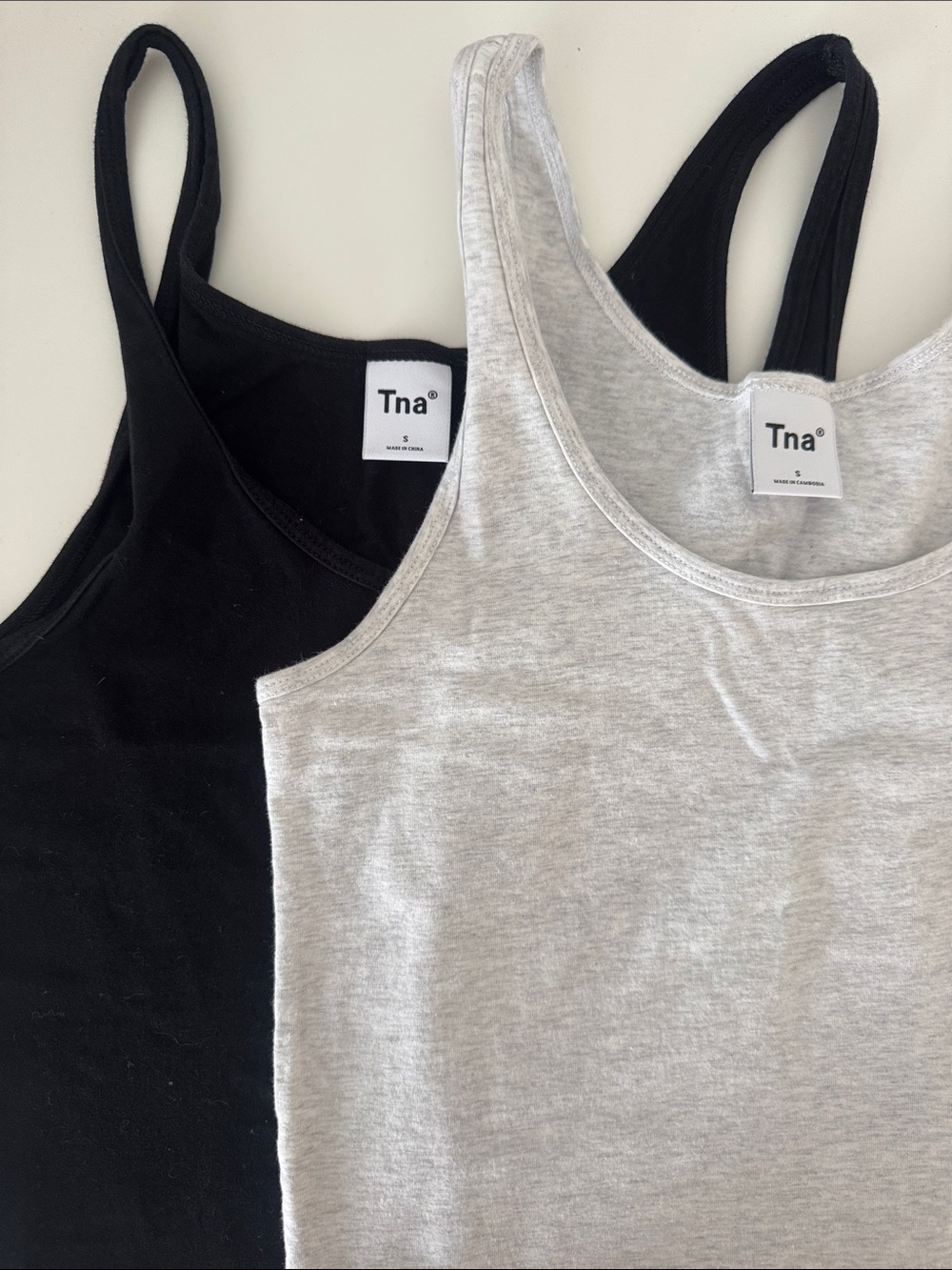 TNA Women’s Tank Tops — Black & Light Gray Ribbed Scoop Neck Duo